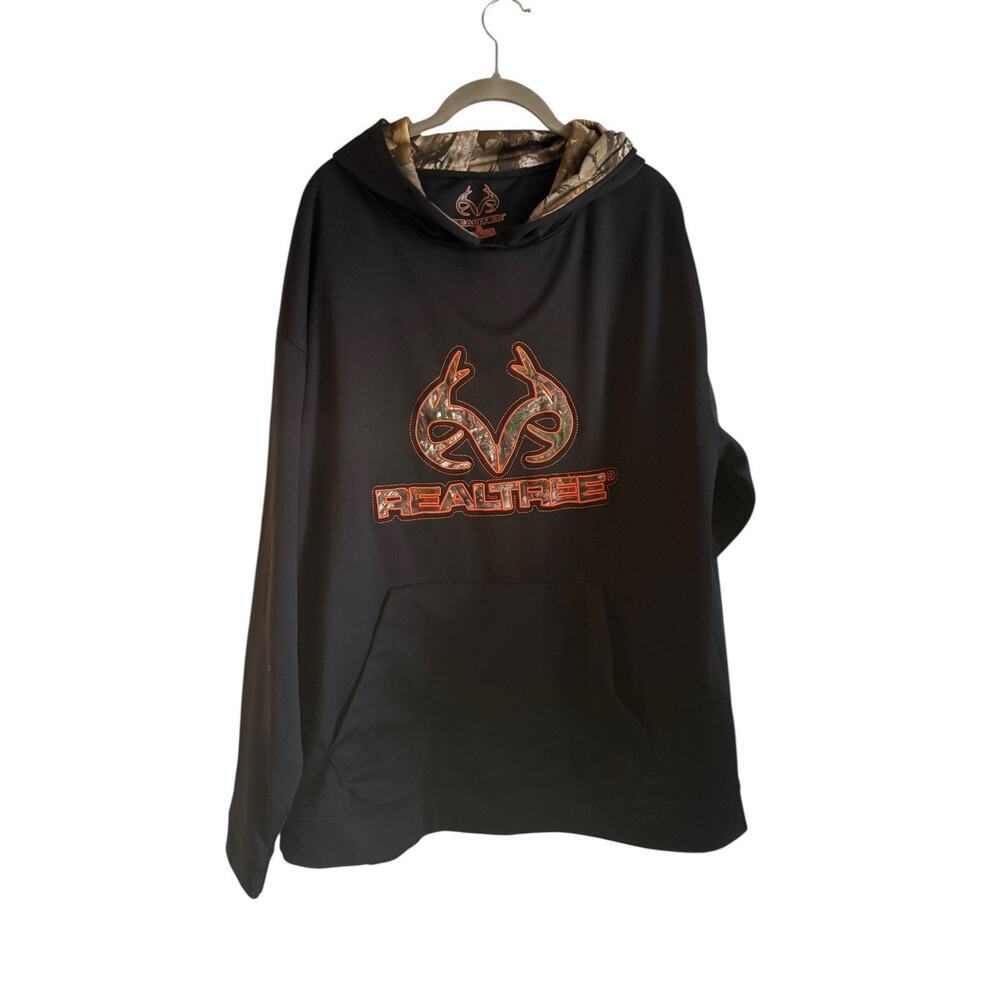 Realtree Black Men's Size XL Camo Lined Hood Logo Hoodie